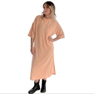 Olive & Leaf Oversize T-Shirt Dress Peach Blush Lounge Comfy Beach Large